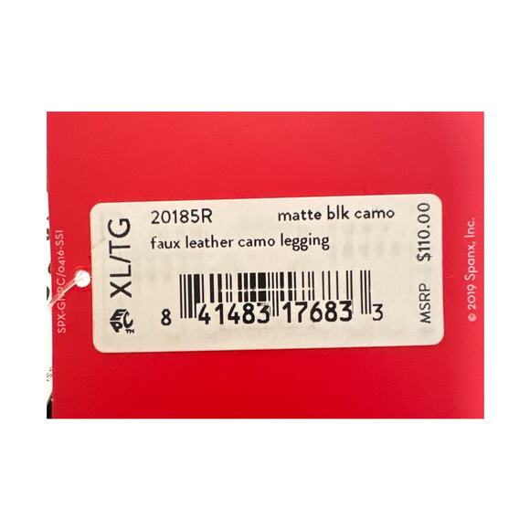 Spanx faux leather matte black Camo legging 20185R Size XL New with tags - Picture 5 of 5